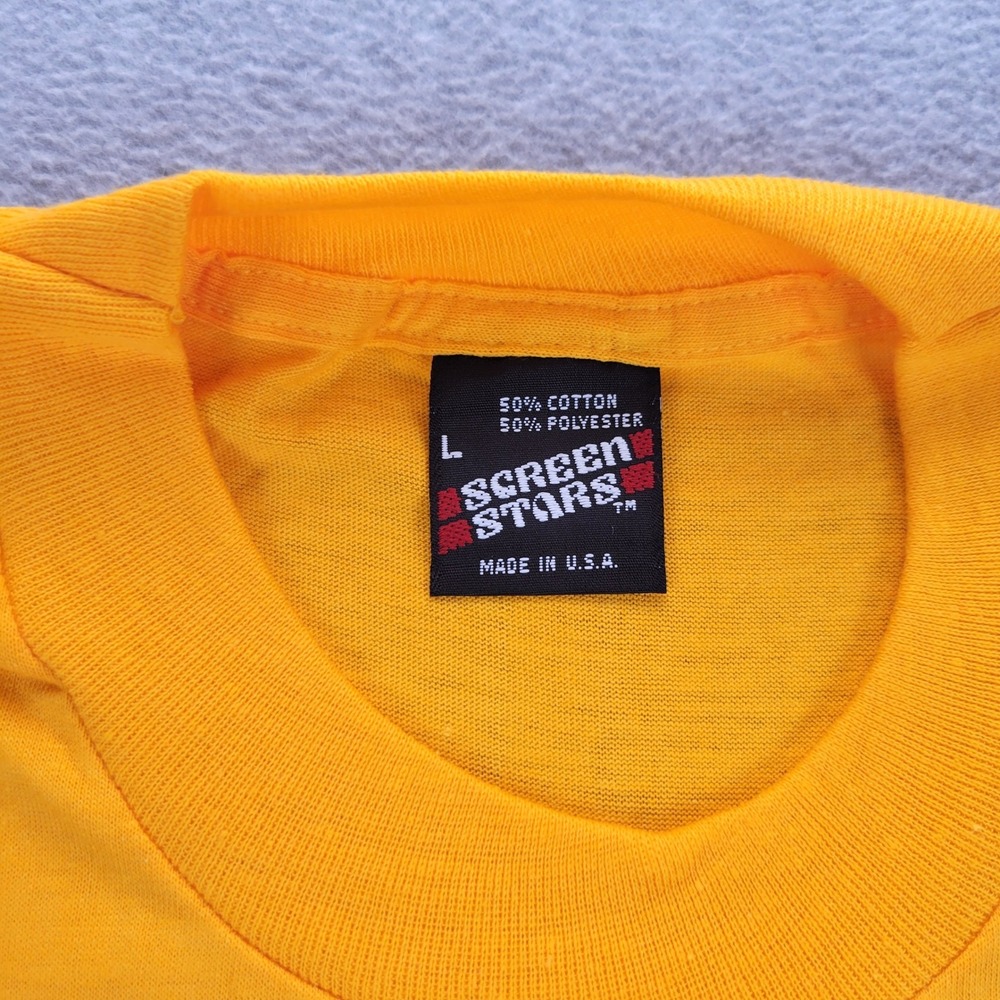 Screen Stars T-Shirt Mens Large Gold Yellow Vintage 80s Single Stitch Blank USA - Picture 2 of 10